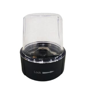 Dorsch hand blender mill grinder attachment with clear cup and lock arrow