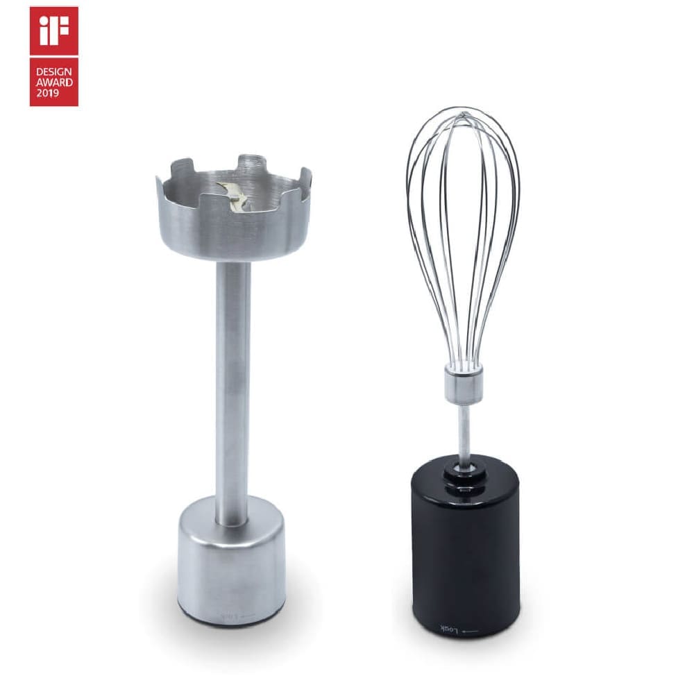 Stainless steel blending shaft and balloon whisk attachments for Dorsch hand blender