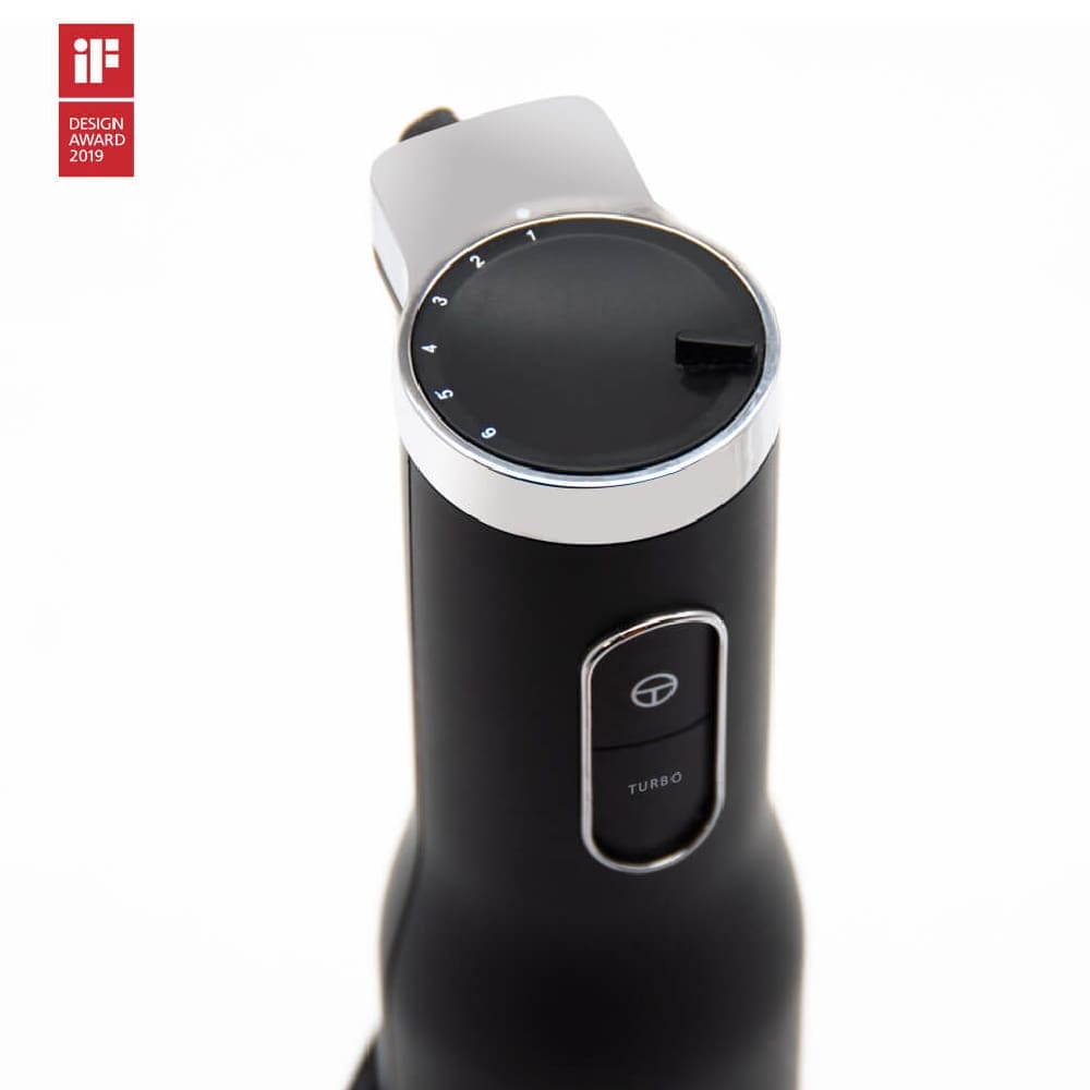 op view of Dorsch hand blender speed control dial with turbo button