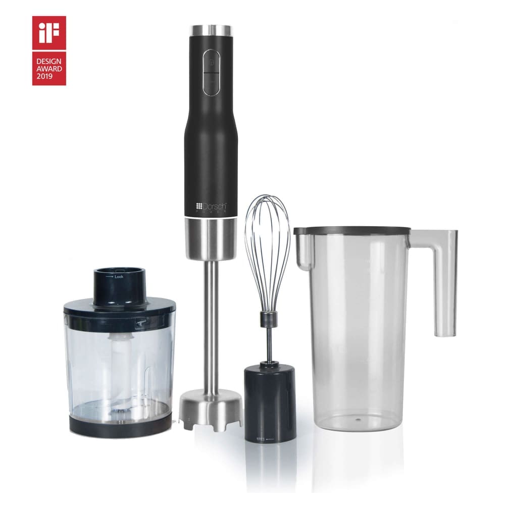 omplete Dorsch 4-in-1 hand blender set with stick blender, chopper, whisk and measuring jug