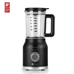 Dorsch 1200W blender with empty 1.8L glass jug and control dial, front view on white background.