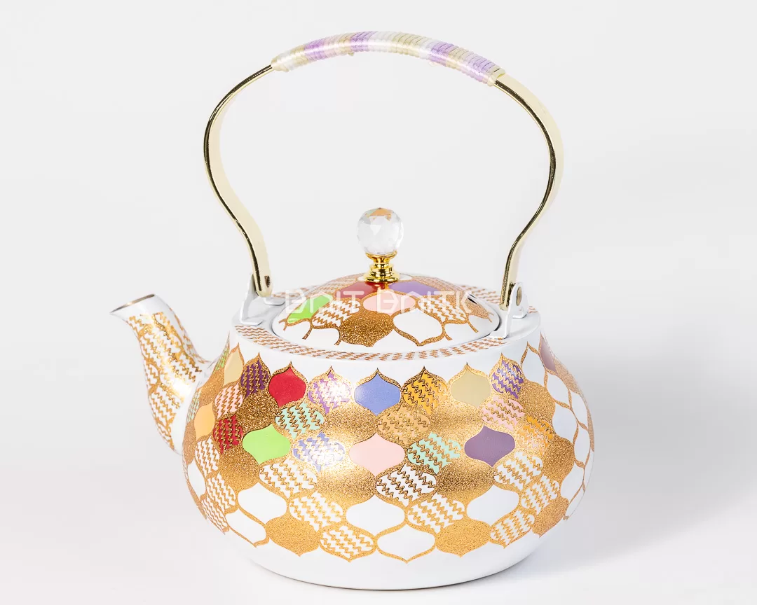 White multicolor gold pattern tea pot with box 2.0L SK-3402