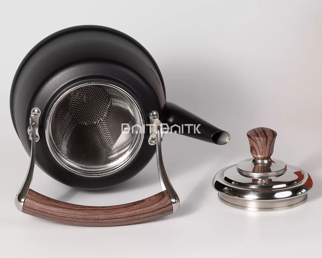 1.5L whistling water kettle stainless steel lid open view